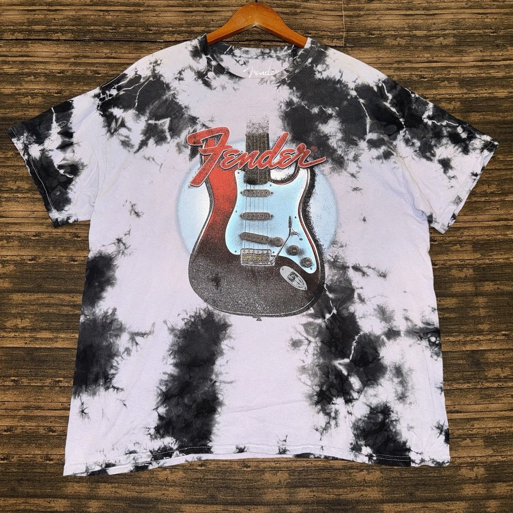 Fender Shirt Mens Tie Dye Guitar Graphic Tee Tagless Music Size L